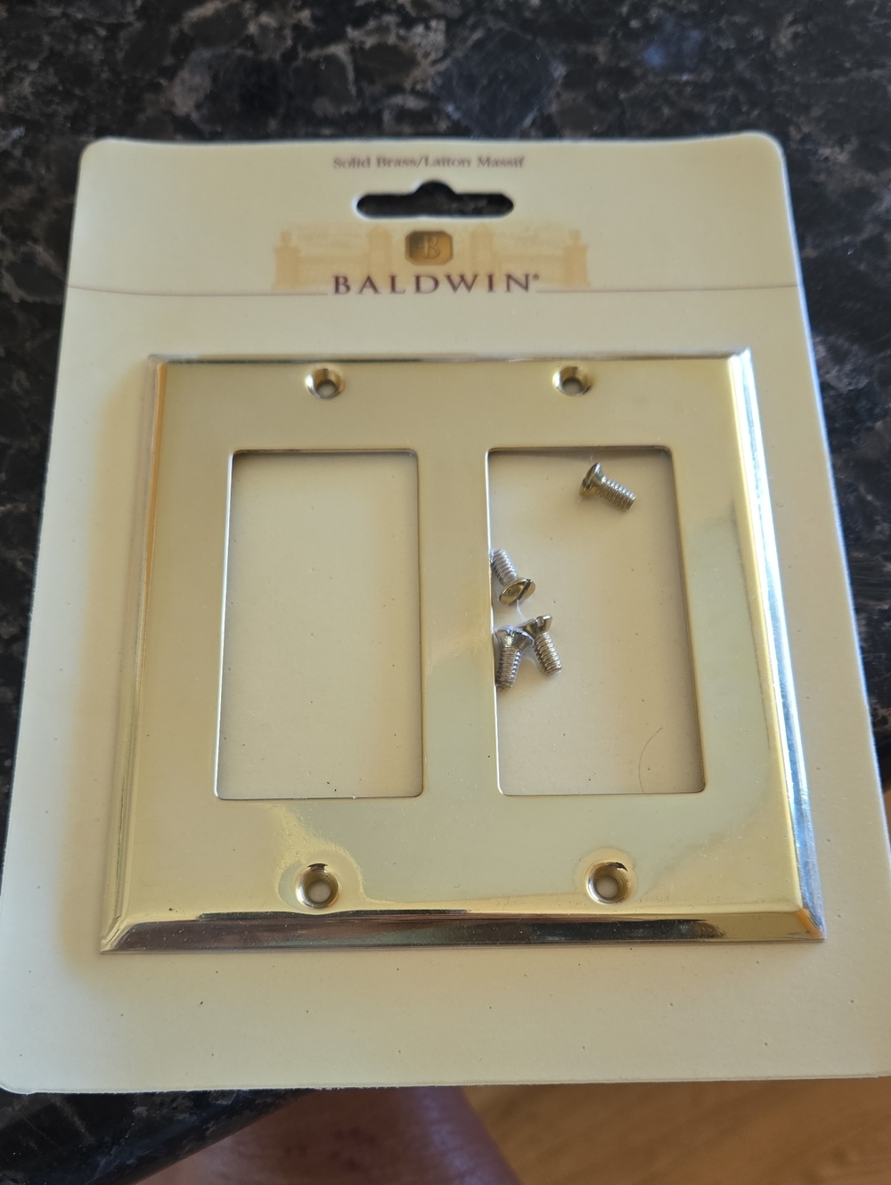 Baldwin Solid Brass Double Rocker Faceplate